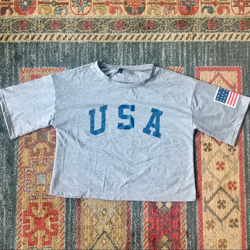 USA crop top tee